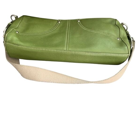 Tignanello Y2K Pebble Leather Bag Removable Canvas Shoulder Strap Kelly Green - Picture 9 of 12